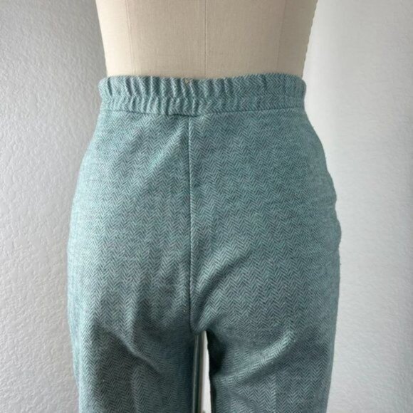 VTG High Waist Chevron Wide Leg Mint Trousers - Picture 5 of 7